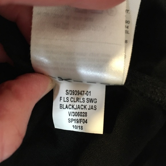 Old Navy Mandarin Collar Button Up Swing Blouse Womens XXL Tall Black Minimalist - Picture 11 of 12